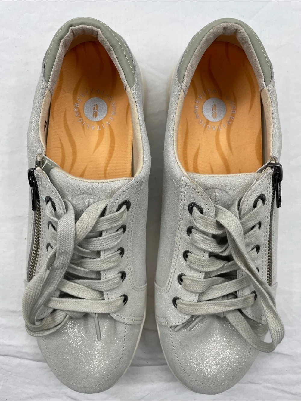NEW! REVITALIGN Orthotic Leather Suede Casual Sneakers - Wrigley. 9D.